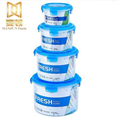 China 4 PCs /Set Microwavable Household Items Plastic Food Storage Lid Container With Sealed Plastic Food Storage Container For Kitchen for sale