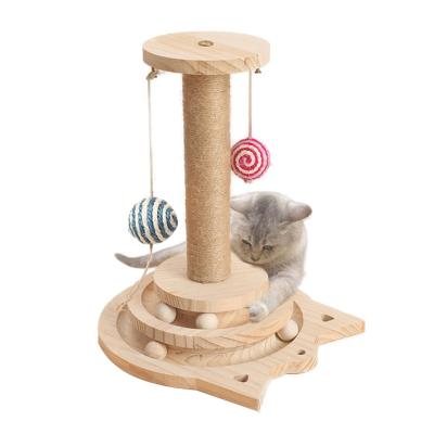 China Viable Multifunctional Cat Scratcher Toy Contains Feather Toy Wooden Ball Hanging Ball for sale