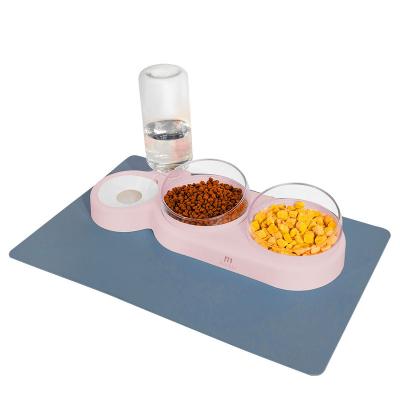 China Cat Triple Bowls Automatic Wet Chip Maker Food Bowl Set With A Mat for sale