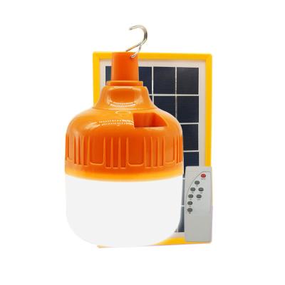 China USB Rechargeable 36W 50W Hanging Theme Park Plastic Orange Plastic Camping E27 Solar Light Bulb for sale