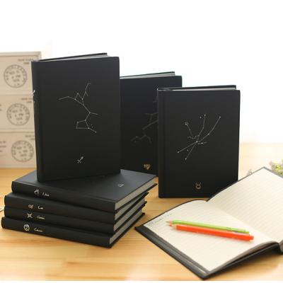 China 2019 Printed Echo Friendly Recycled School Logo Constellation Cover Black A5 Hard Notebook for sale