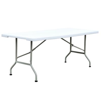 China Table Top Made From High Impact White Color HDPE Polyethylene Outdoor Rectangular Plastic Folding Table for sale