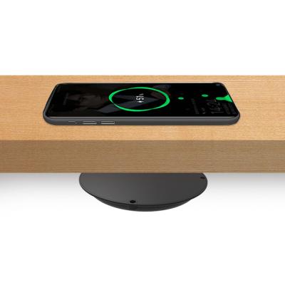 China Invisile Under Desk Factory 10W 20mm Hot Bottom Fill Anti-theft Gap Under Table Wireless Charger For Furniture for sale