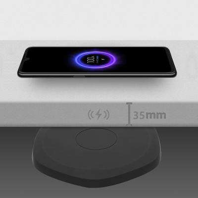 China New Arrival Invisible Install Under Table Bottom 10W 35MM Wireless Charger For QI Phones for sale