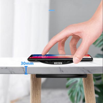 China Factory Hot Swappable 2022 Fast Charging Bottom Wireless Charger Invisible 10W 0mm-30mm Under Table for sale