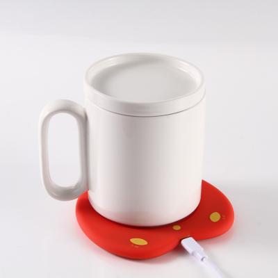 China Mobile Phone Coffee Tea Water Cup Warmer Wireless QI Charger Cup Warmer 2 in 1 Wireless Charger Constant Temperature Water Cup Warmer for sale