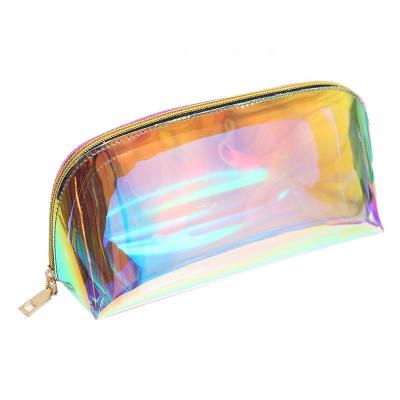 China Custom Cheap Price Clear Transparent Holographic Makeup Pvc Cosmetic Bags for sale