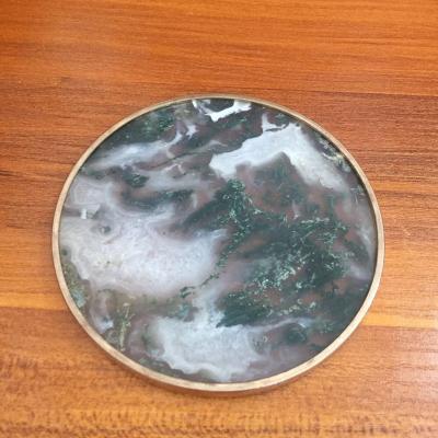 China Wholesale Natural Ring Polished Large Small Blue Gold Coaster Stone Green Green Viable Red Black Purple Agate Slices With Package for sale