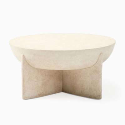 China Home Custom Beige Marble Solid Marble Luxury Limestone Center Top Table Tea Stone Furniture Desert Portugal Small Coffee Table for sale