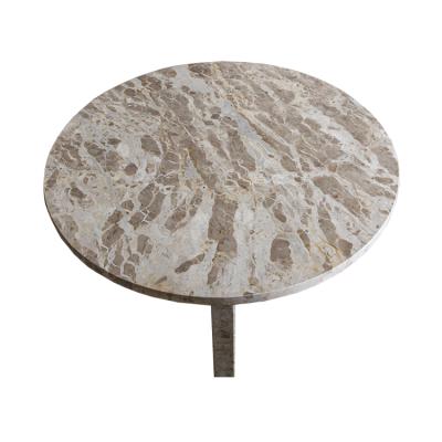 China Modern Design Custom Stone Carving Side Home Decoration Furniture Round Antique Beige Marble Coffee Table for sale