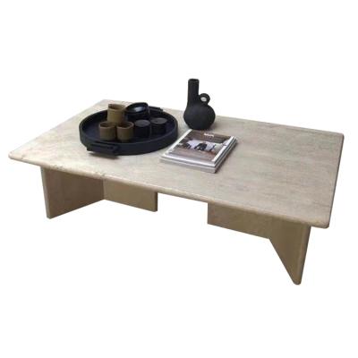 China Nature Stone Travertine Coffee Table Mat Creative Living Room Low Custom Size Customized Coffee Table for sale