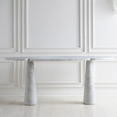 China Modern Narrow Italian White Marble Carrara Console Table Marble Furniture Table Top Contemporary Large Slim Nordic Luxurious Stone for sale