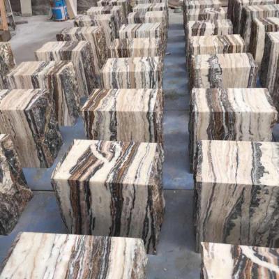 China Wholesales Modern Cube Side Tables Hollow Block Veins Matching Pedestal Wooden Marble Set Decorating Table for sale