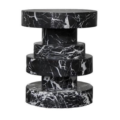 China 100% solid black marble side table craft stone furniture sofa end table nature modern luxury home coffee round side modern marble table for sale