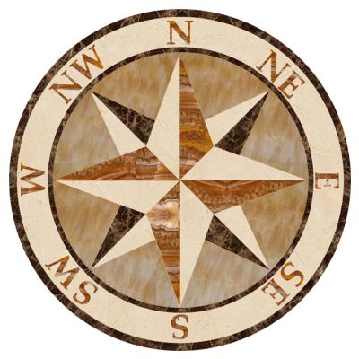 China Modern Creative Natural Marble Star Compass Floor Pattern Custom Marble Medallion for sale