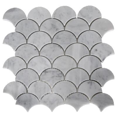 China Parquet Waterjet Fish Scales Marble Mosaic Slab Price Factory for sale