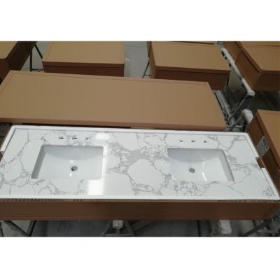 China Modern Bathroom Vanity Set Luxury Furniture Synthetic Stone Engineered Marble Hotel Vanity Set Commercial Quartz for sale