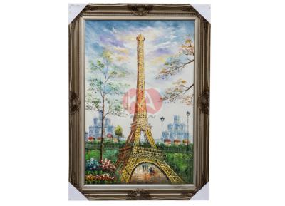 China Contemporary Artworks Framed Oil Painting Architecture building Eiffel Tower for sale