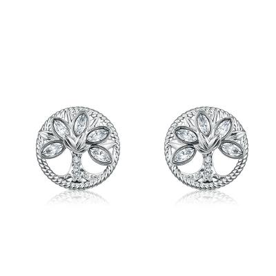 China TRENDY hollow tree of life ear studs for sale