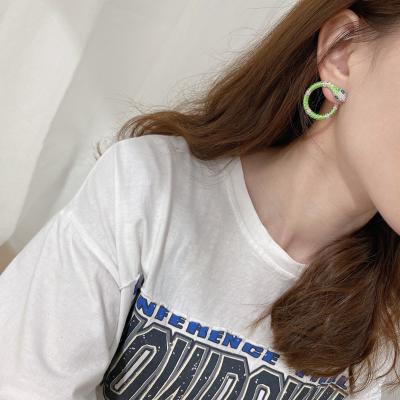 China FASHION green-eyed snake earrings European and American fashion snake-shaped earrings female zircon female earrings for sale