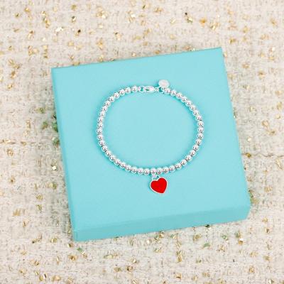 China CLASSIC Classic Blue Red Pink Heart Shaped Bracelet Specially Designed For Women 925 Sterling Silver 18k Gold Love Product for sale