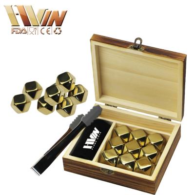 China Gift Item Disposable Creative Diamond Shaped Ice Rocks Gold Whiskey Stones As Gift Items for sale