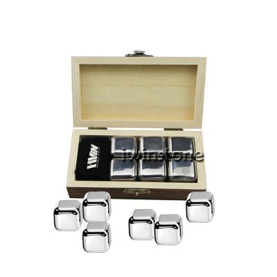 China Reusable Disposable New Product Ideas Stainless Steel Ice Cube The Whiskey Stones Cooling Gift Set With Tongs For Whiskey Wine Drink for sale