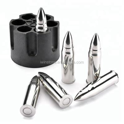 China Viable Whiskey Stone Bullet Set Stainless Steel Ice Cubes Gift Rocks Bullet Shaped Bullet Bar Cooling Tools for sale