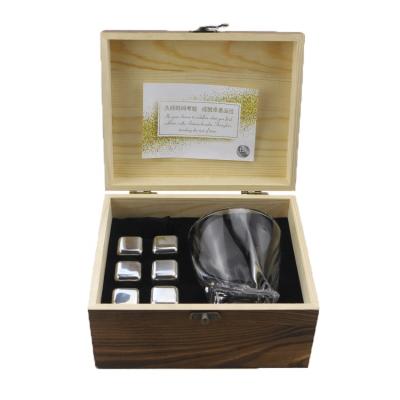 China Disposable Food Grade Stainless Steel Whiskey Cubes Whiskey Rocks Whiskey Glass Velvet Pouch In Wooden Box for sale