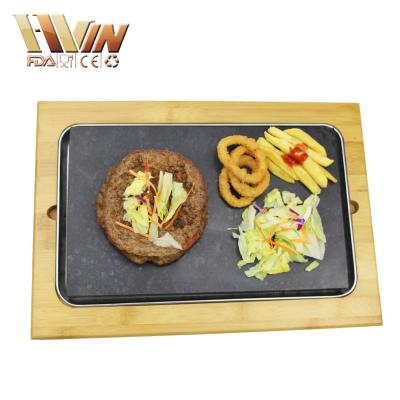 China Sustainable Hot Lava Cooking Stone With Bamboo Tray And Stainless Steel Tray / Restaurant Cookware for sale