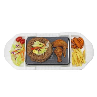 China Sustainable 3 Pieces Set BBQ Stone IWINSTONE Dish Steak Cooking Stone Gift Sets Ceramic Tableware Dish for sale