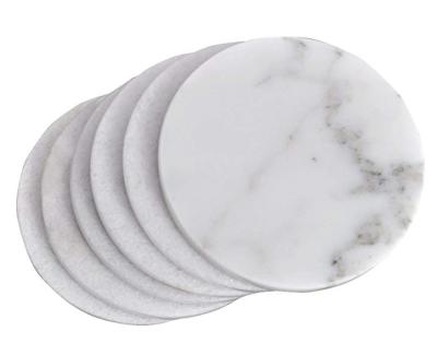 China Carrara White Marble Sustainable Coaster Mat A Set Of 6 Stone Coasters For Your Home Bar And Drinks for sale