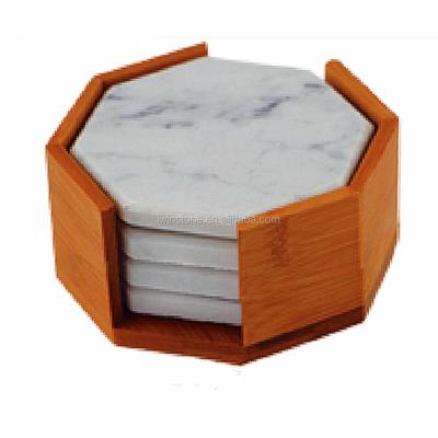 China Carrara Viable White Marble Stone Coasters with Cork Backing Set of 4, Hexagon Coasters, Cup Mats for sale