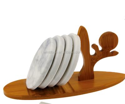 China Carrara Sustainable White Marble Coaster, Stone Coasters, Bar Mat For Your Home Bar And Drinks for sale