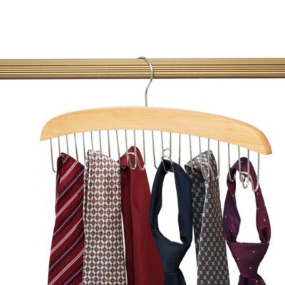 China CLASSIC 8 12 24 Hooks Chrome Scarf Tie Hanger Storage Organizer Holder Wooden Wardrobe Belts for sale