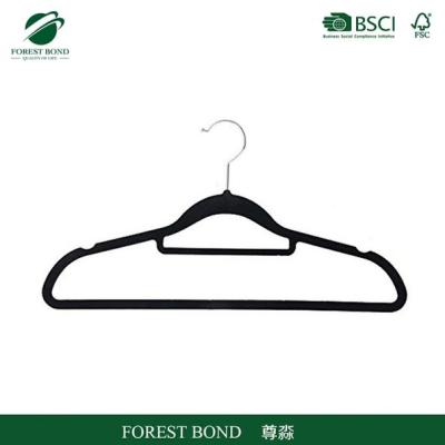 China DISPLAY wholesales non-slip assembled velvet coat hanger hanging hanger with U notched shoulder for sale