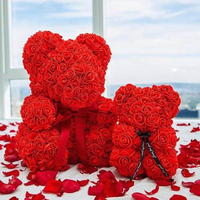 China Fashion Christmas Valentine's Day 2022 Present Home Decor Wedding 25cm Flower Rose Teddy Bears for sale