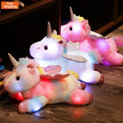 China Eco-Friendly In Running Kids Gift Cute Colorful Glowing Unicorn Doll Plush Toy With Light for sale