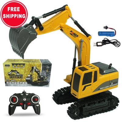 China Kids Car Toy Wholesale 6 Channel Remote Control Toys Alloy Charging Radio Control Excavator Toys Boys Toy Car RC Vehicle Excavator With Light for sale