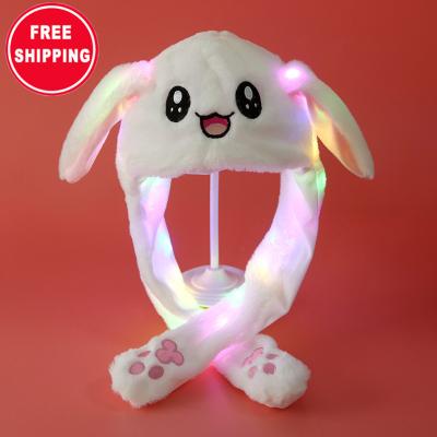 China JOINT Children Costume Cute Bunny Hat Ear Moving Jumping Plush Rabbit Funny Animal Hats for sale