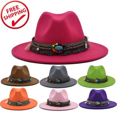 China Solid Color Solid Color Polyester Cotton Vegan Fedora Hats Material For Women Men Party Music Festival Fashion Fedora Hats for sale