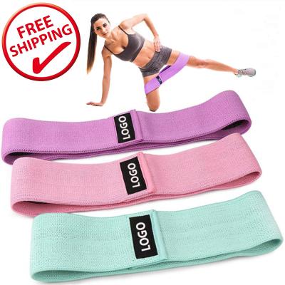 China Logo Workout Yoga Exercise Anti Slip Yoga Exercise Private Label Elastic Band Elastic Cloth Ankle Hip Booty Bands Long for sale