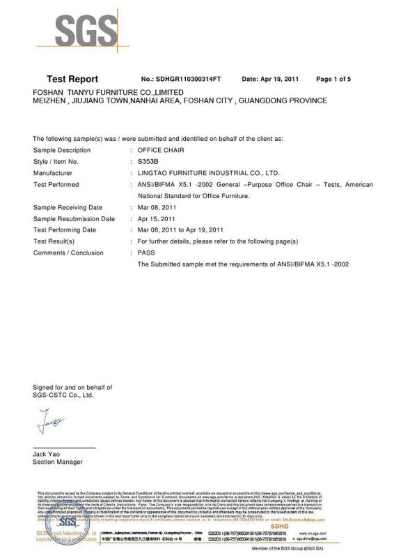 STC Test Report - Foshan Greenfield Furniture Co., Ltd.