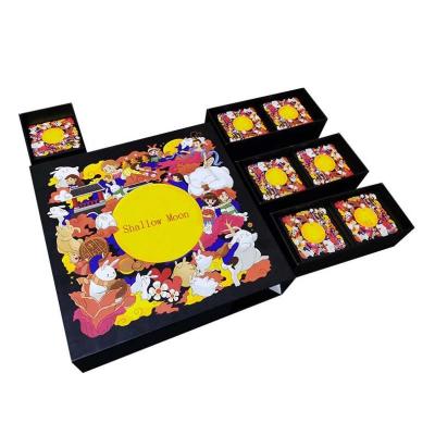 China Handmade Creative Custom Logo CMYK 12 Piece Moon Cake Explosion Drawer Gift Box for sale