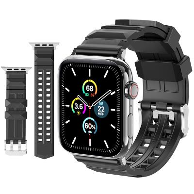 China Easy Installation AHASTYLE Premium Silicone Watch Bands With Stainless Steel Connector For Apple Watch Series SE 7 6 5 4 3 2 1 for sale