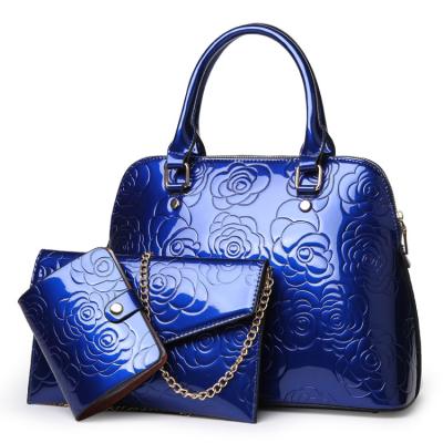 China Fashion 3 in 1 Hot Selling Spring Women Handbag High Quality Sets Temperament Engraved Flower Bolsa Bolso 3Pcs Purses and Handbags Sets for sale