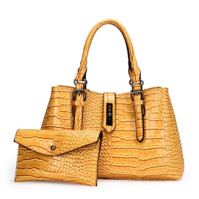 China Fashion High Quality Wholesale Ladies Clutch Handbag Set Cheap Torba Damska Large Capacity Crocodile PU Handbags Ladies Handbags Set for sale