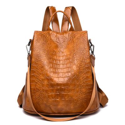 China Wholesale Vintage 2022 Ladies Backpack Tasche Bag One Dos Bolsos Escolares PU Backpack Borsa Mamma Bolsas De Piel Crocodile for sale