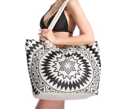 China Cheap Price 2022 Hot Sale Fashion Beach Bags Daily Canvas Woven Beach Tote Bags Handbag Borsa Di Tela Zipper Handbag Shoulder for sale