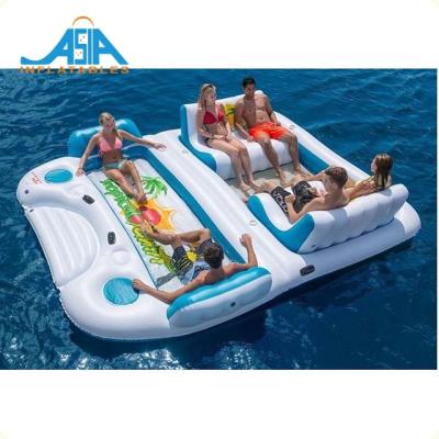 China 0.9mm PVC Tarpaulin Beach Party Sofa CoolerZ Tropical Breeze Inflatable Floating Island for sale